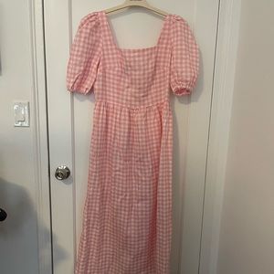 Nina Blanc Size Medium Pink Gingham Dress